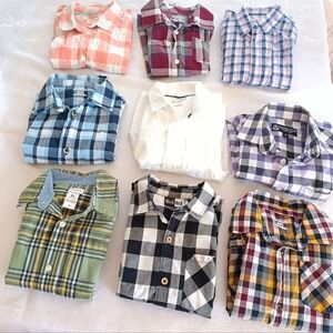 Lot Of 9 Boy's 4T Button Up Long Sleeve Plaid Shirts